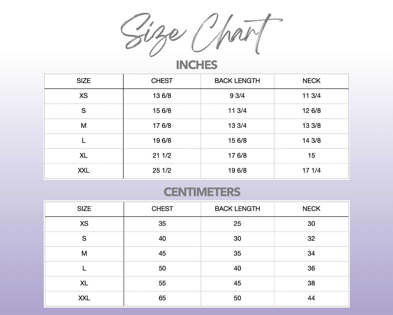Dog Size Chart