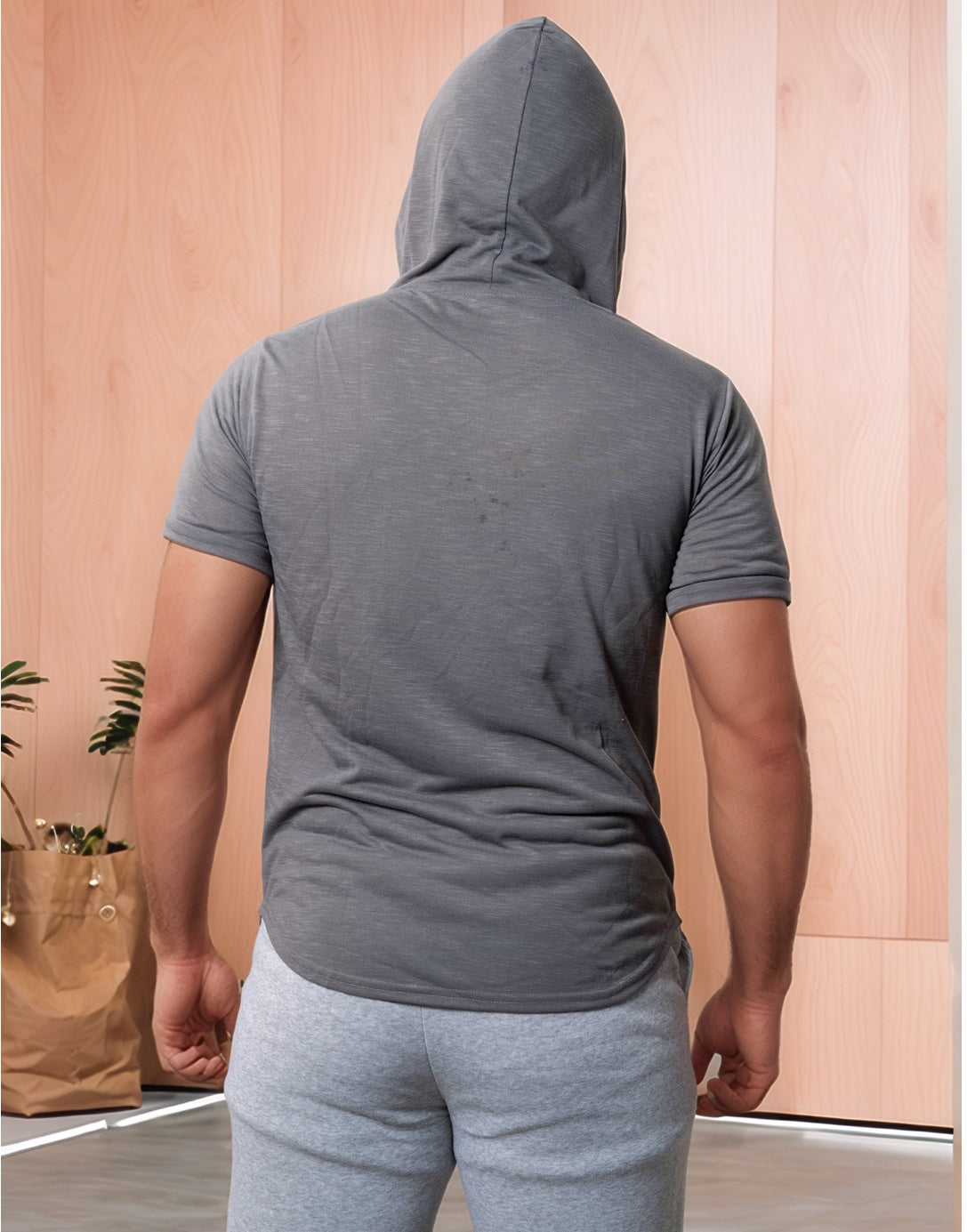 Back view of Drawstring Hooded Tee.