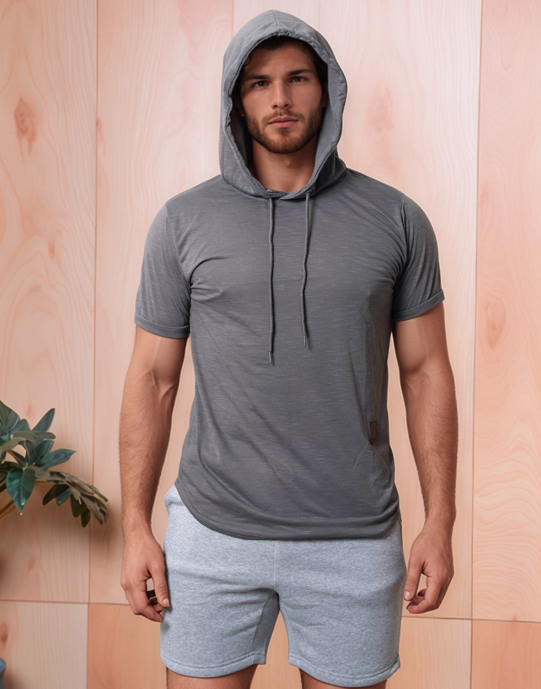 Front view of Drawstring Hooded Tee.