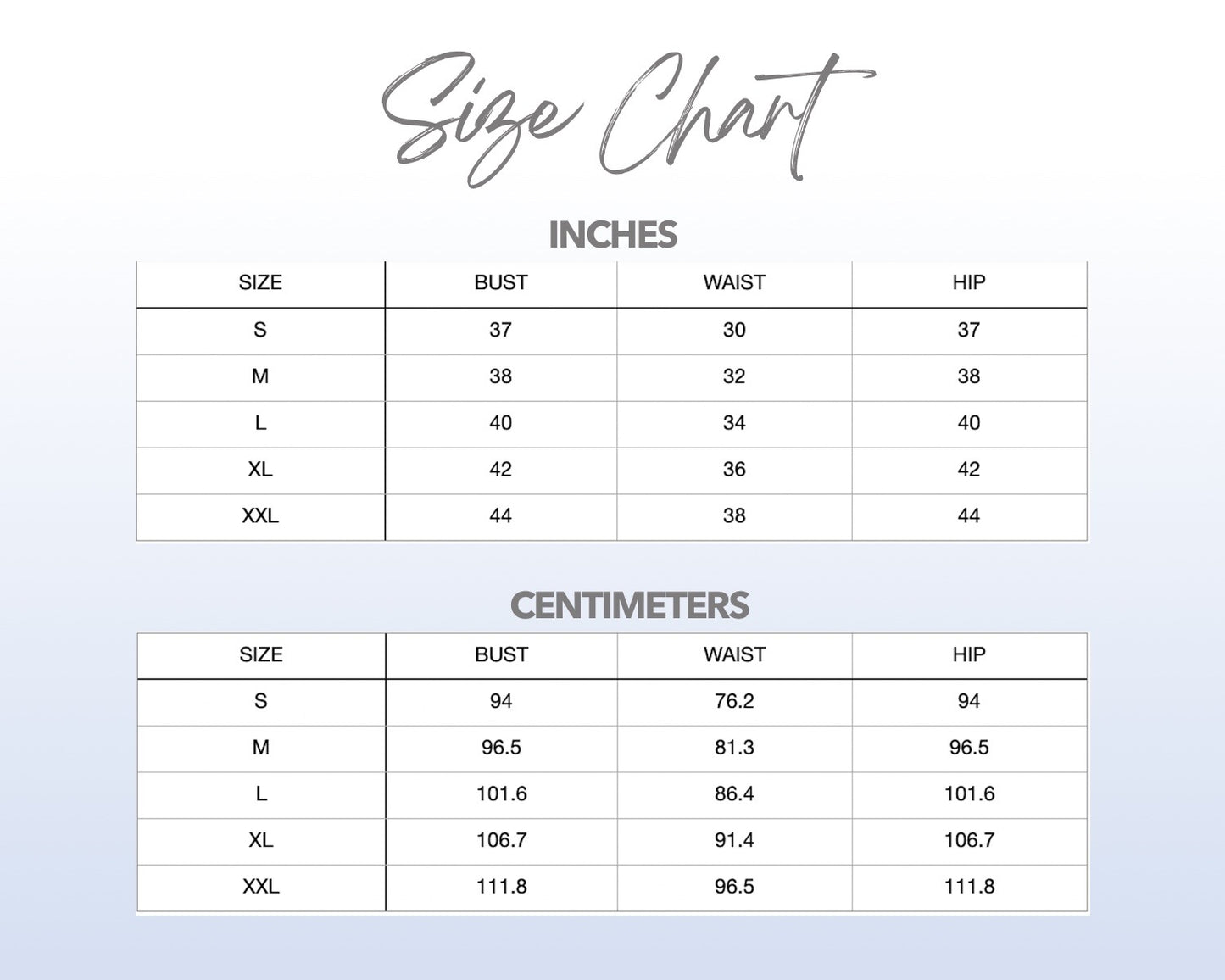 Patterns For Men size chart.
