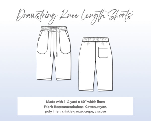 Drawstring Knee Length Shorts Sewing Pattern – Patterns For Less