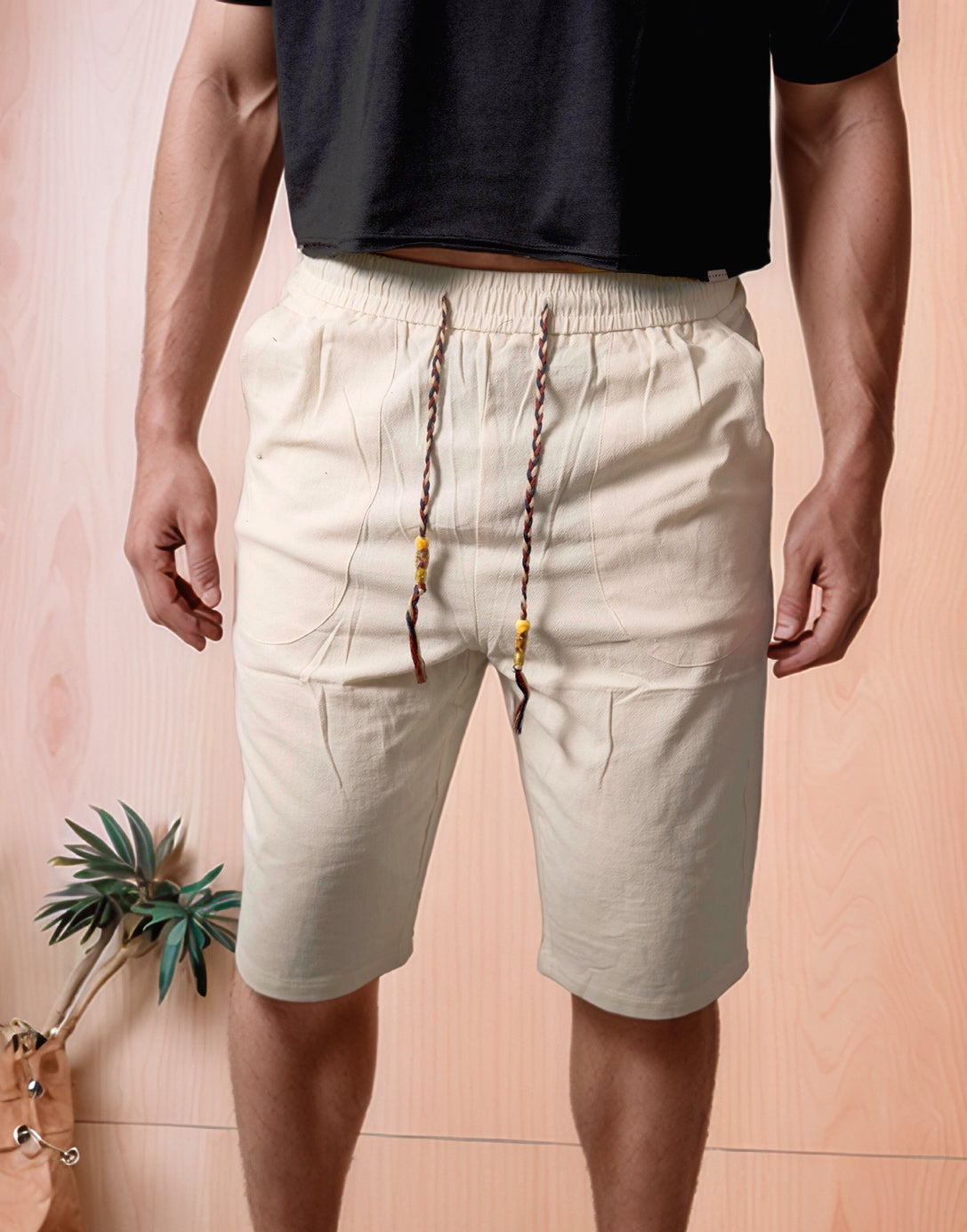 Front view of Drawstring Knee Length Shorts.