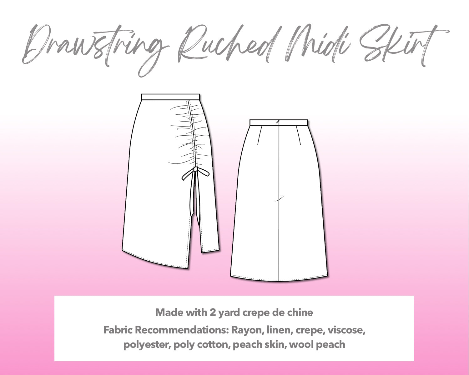 Drawstring Ruched Midi Skirt Sewing Pattern Patterns For Less