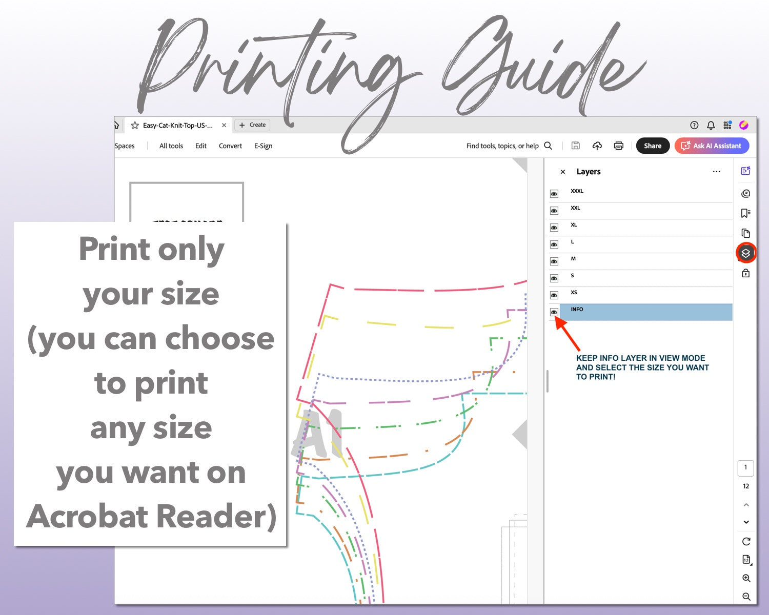 Easy Cat Knit Top sewing pattern printing guide.