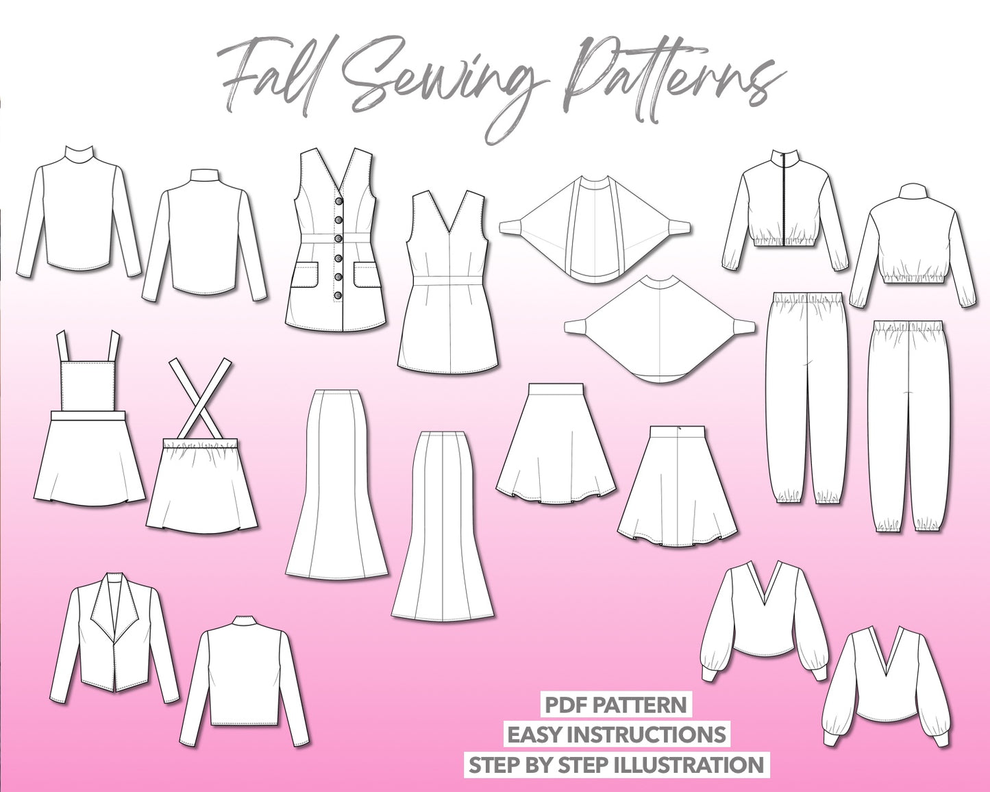 Fall sewing pattern pdf with easy instructions and step by step illustrations.