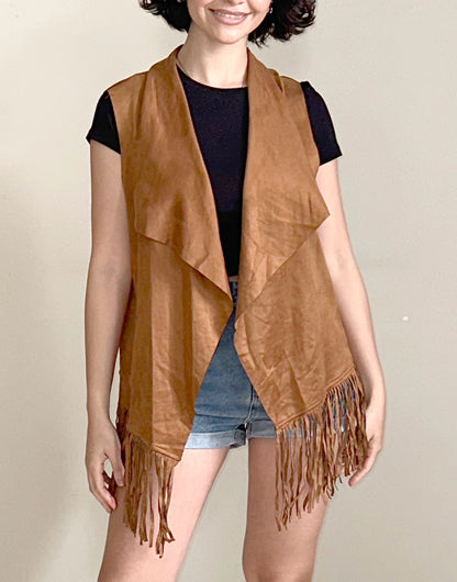 Full length photo of Fringe Open Front Vest.