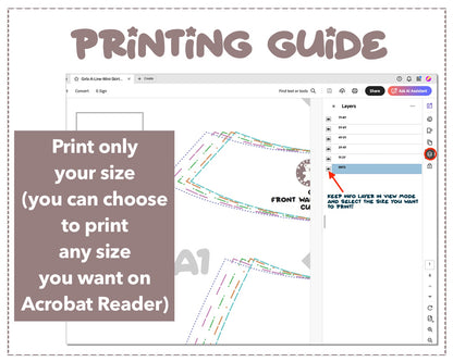 Girls A-Line Mini Skirt sewing pattern printing guide.