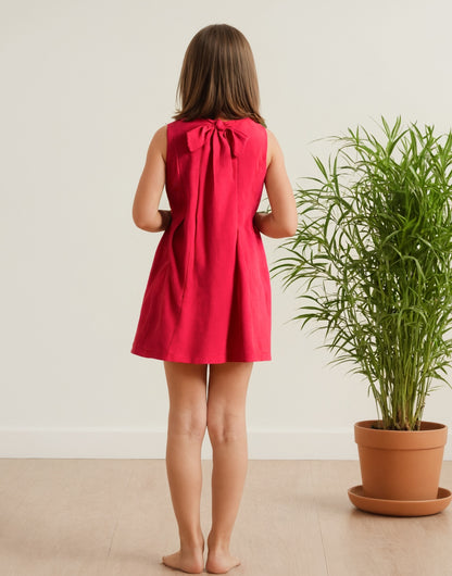 Back view of Girls Halter Tie Back Dress.