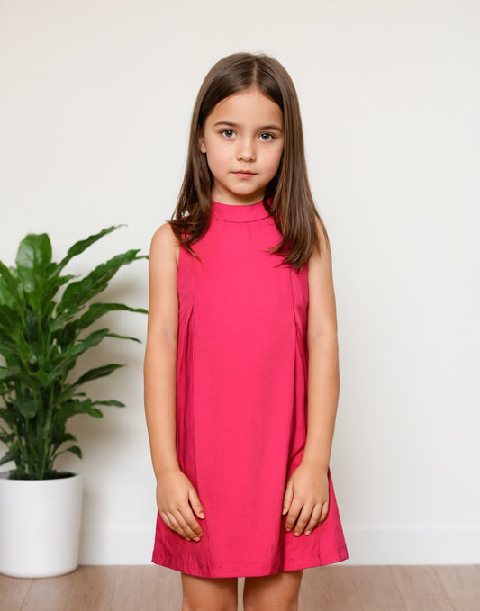 Front view of Girls Halter Tie Back Dress.