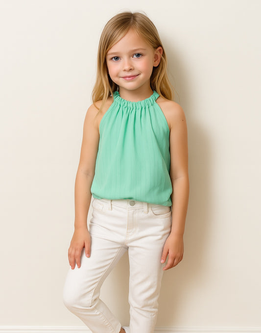 Front view of Girls Halter Top.