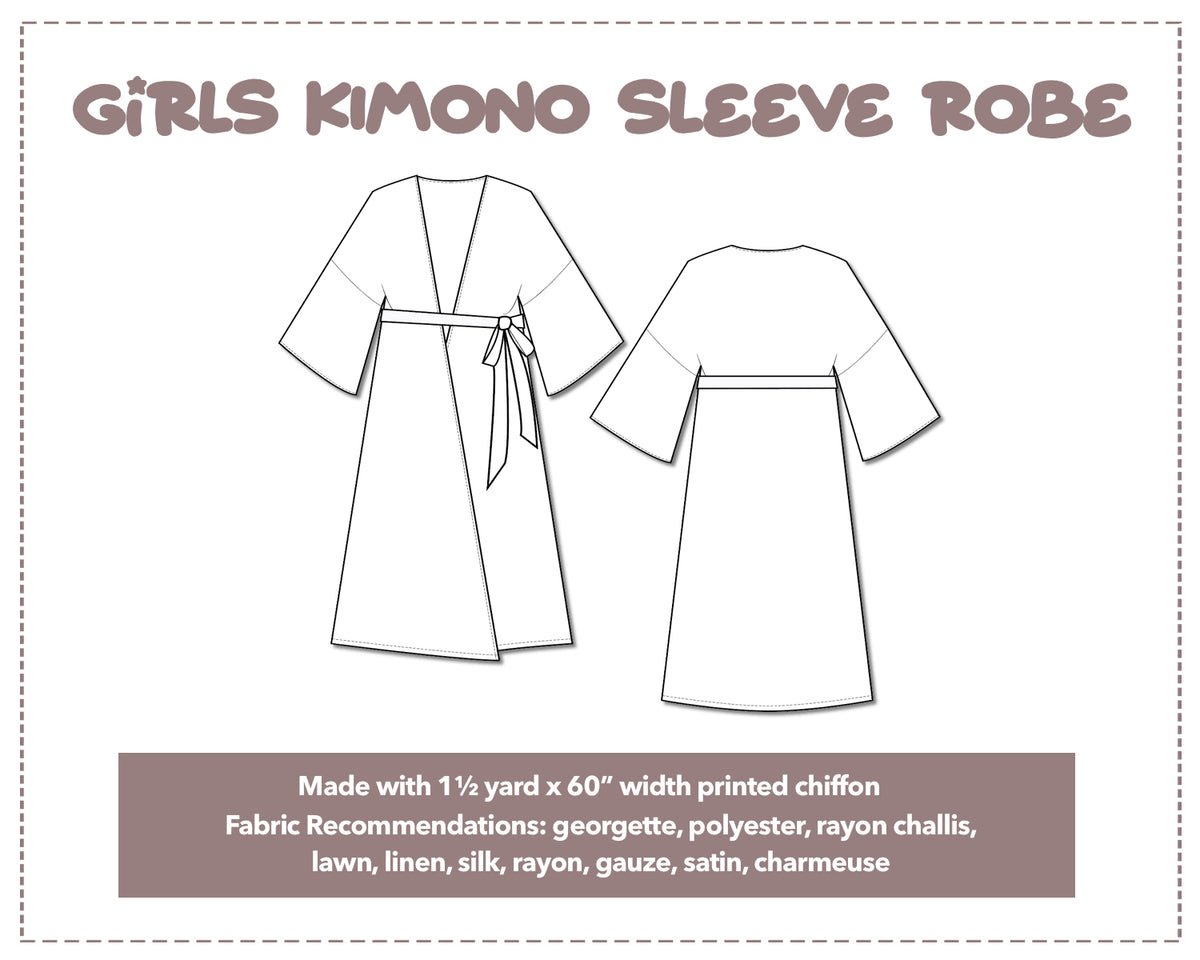 Pattern For Kimon Robe Girls Kimono Sleeve Robe Sewing Pattern – Patterns For Less
