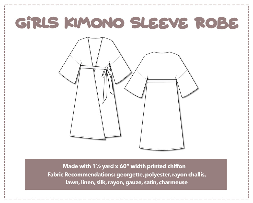 Girls Kimono Sleeve Robe Sewing Pattern – Patterns For Less