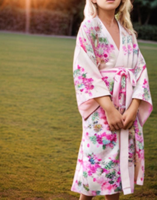 Front view of Girls Kimono Sleeve Robe.