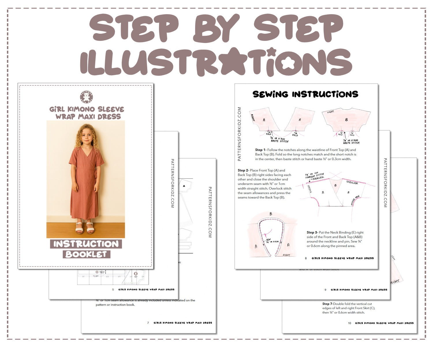 kimono maxi dress pattern Side Tie Kimono Sleeve Maxi Wrap Dress Sewing Pattern
