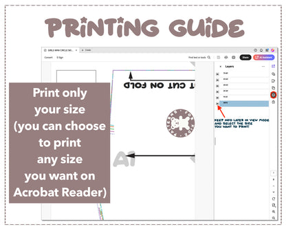 Girls Mini Circle Skirt sewing pattern printing guide.