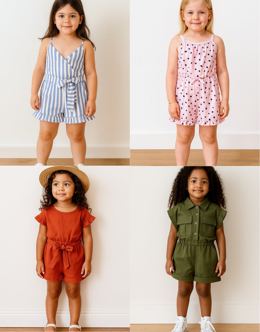Girls Romper pdf sewing patterns with easy instructions and step by step illustrations.