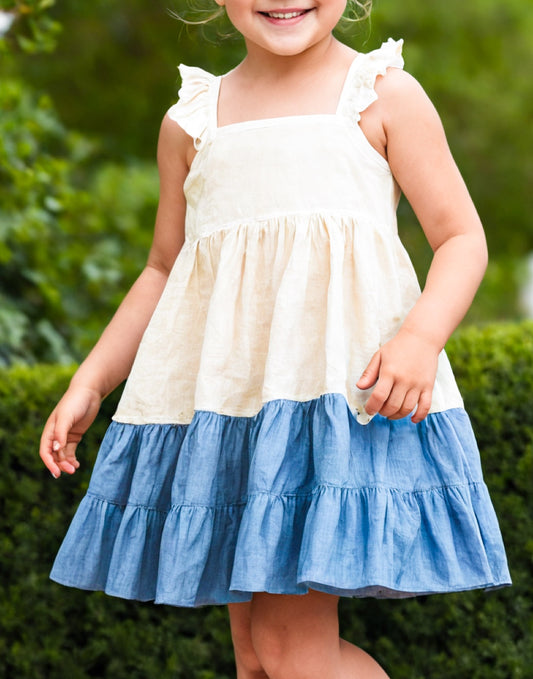 Front view of Girls Ruffle Sleeve Cami Dress.