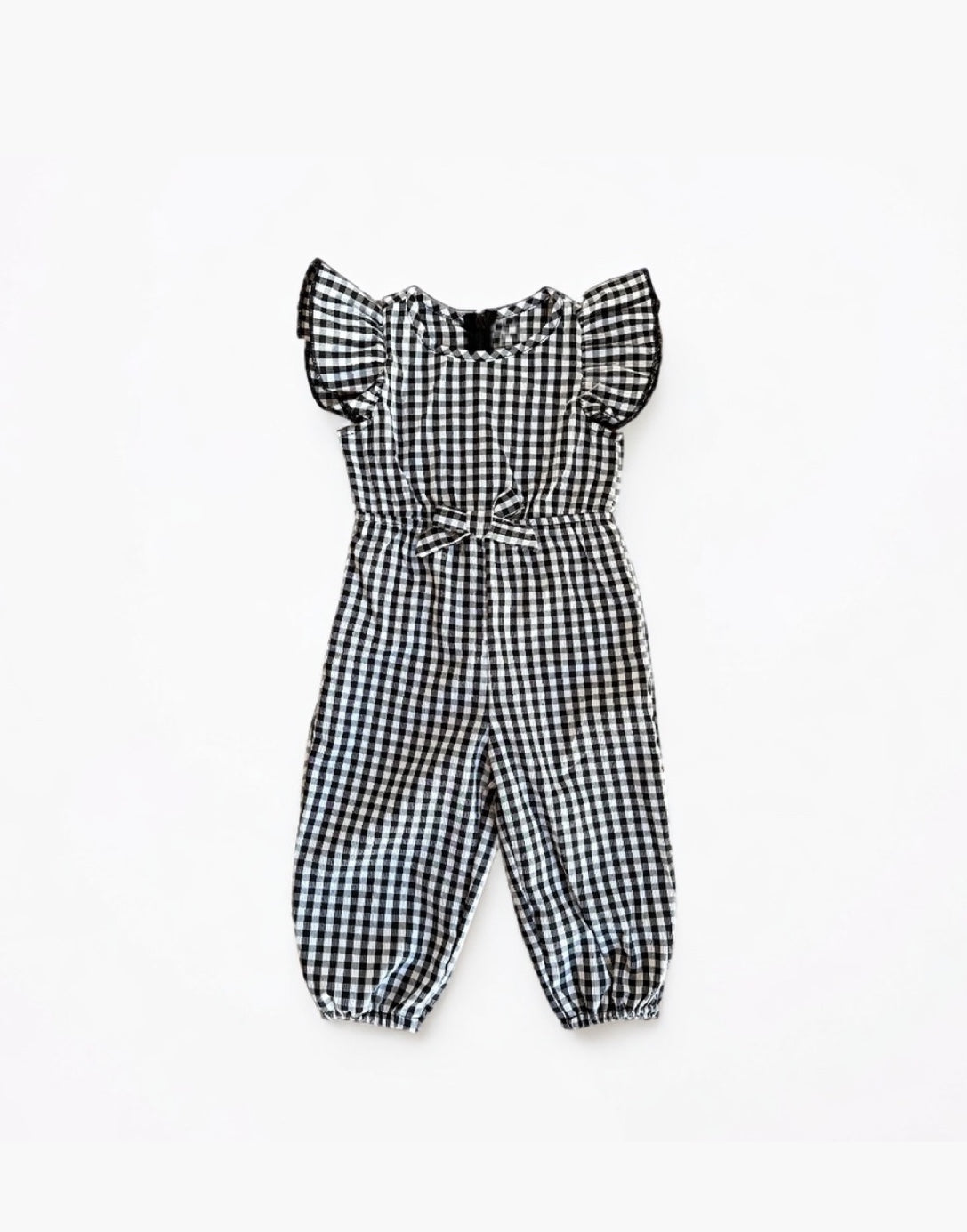 Front view of Girls Ruffle Sleeve Jumpsuit.