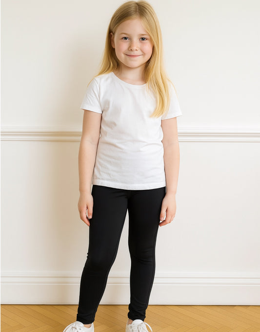 Front view of Girls Side Pocket Leggings.
