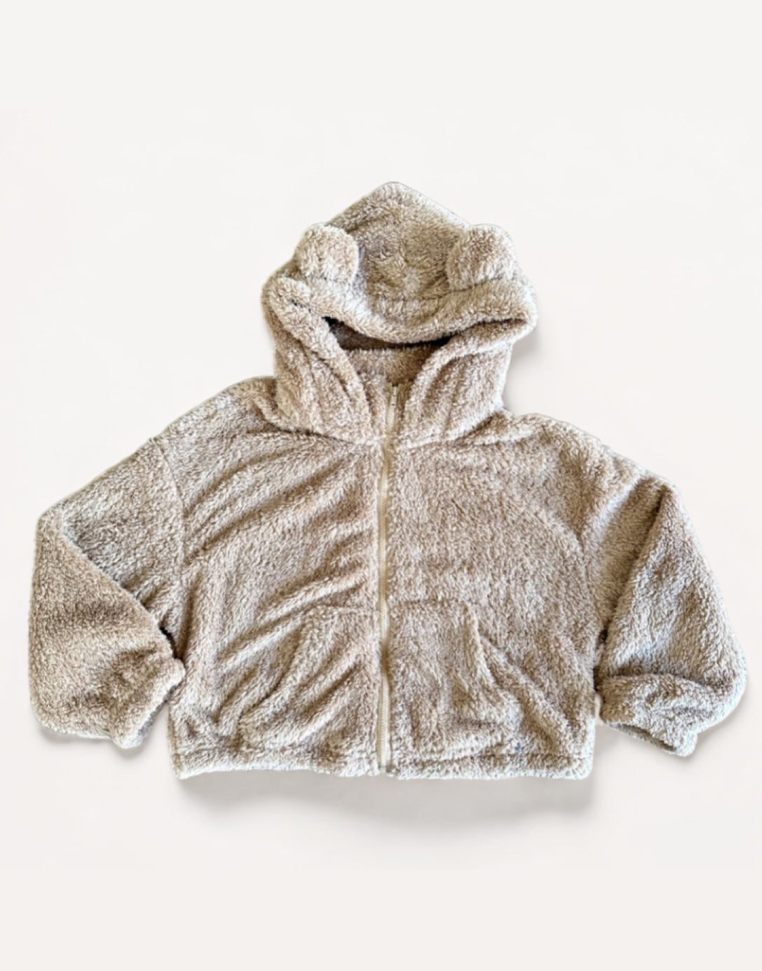 Front view of Girls Teddy Ear Hooded Jacket.
