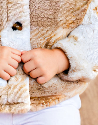 Sleeve closeup of Girls Teddy Jacket.