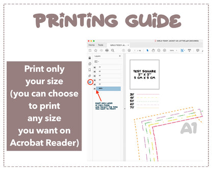Girls Teddy Jacket sewing pattern printing guide.