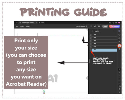 Girls Tee and Biker Shorts sewing pattern printing guide.
