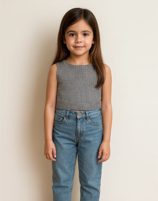 Front view of Girls Tie Back Crop Top.