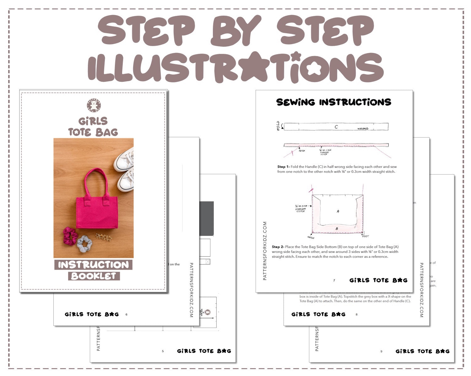 Tote Step File Girls Tote Bag Sewing Pattern – Patterns For Less