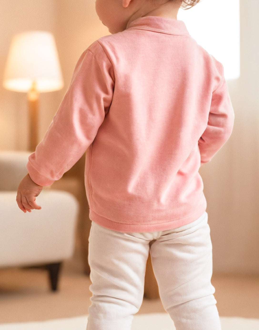 Back view of Girls Turtleneck Long Sleeve Top.