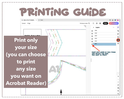 Girls Utility Romper sewing pattern printing guide.