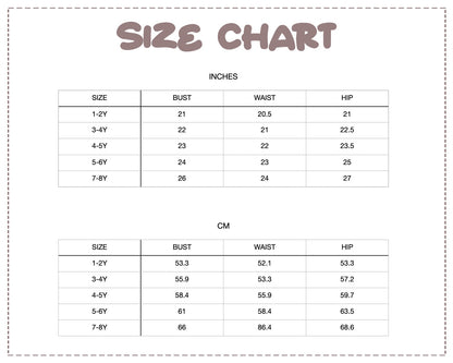 Patterns For Kidz size chart.