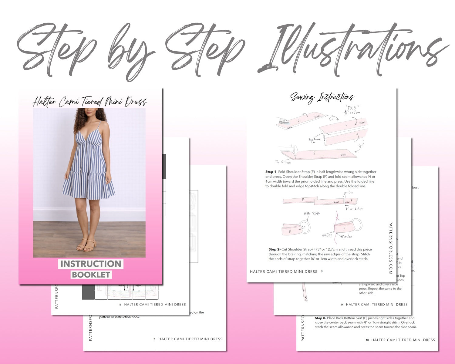 Halter Cami Tiered Mini Dress Sewing Pattern Patterns For Less Halter Cami Tiered Mini Dress Sewing Pattern Patterns For Less