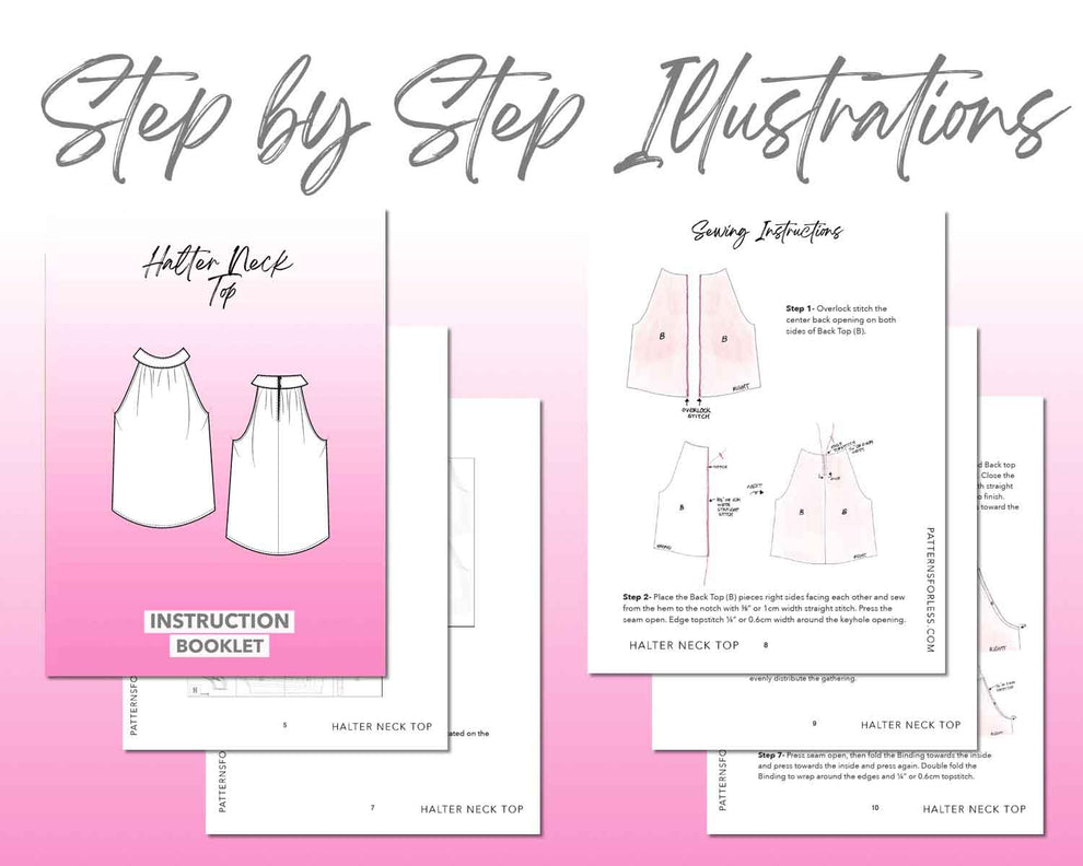Unit Neck Pattern Halter Neck Top Sewing Pattern – Patterns For Less