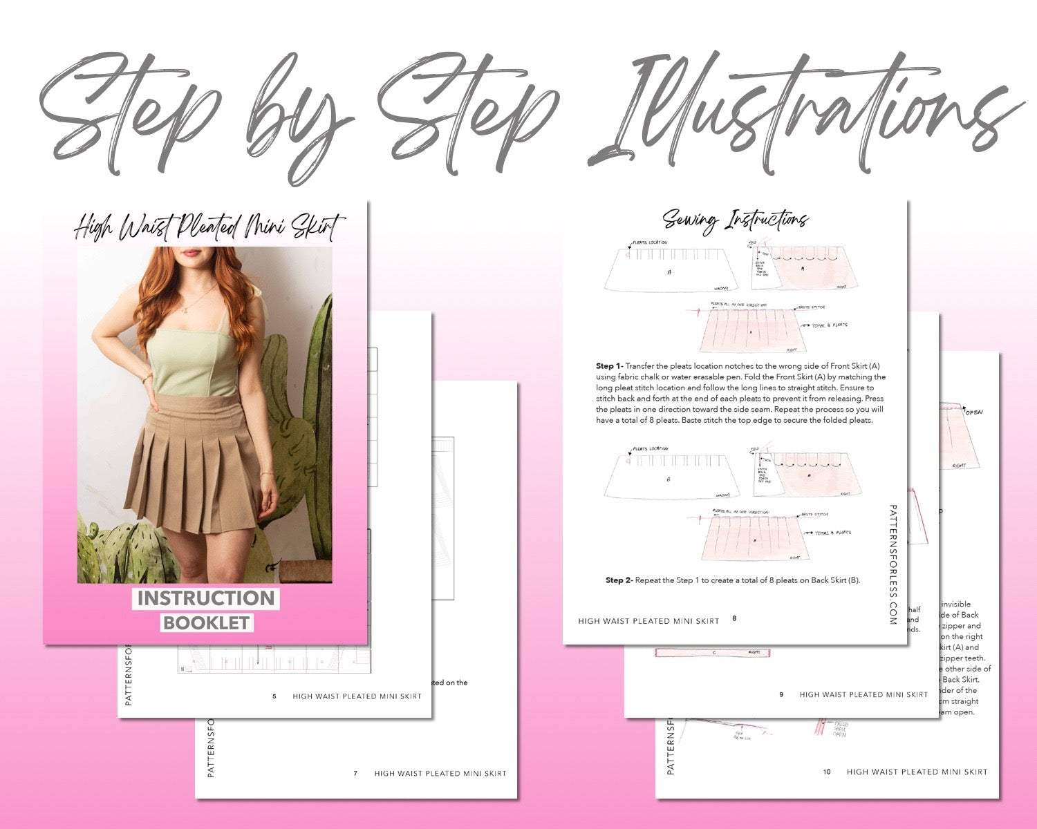 High Waist Pleated Mini Skirt Sewing Pattern Patterns For Less