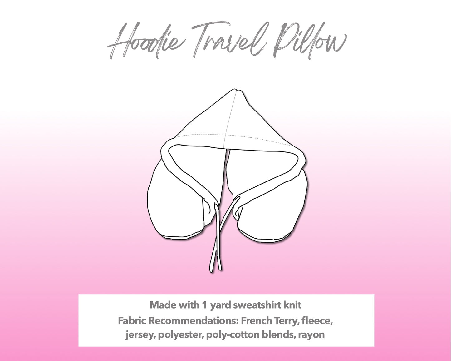 Illustration and detailed description for Hoodie Travel Pillow sewing pattern.