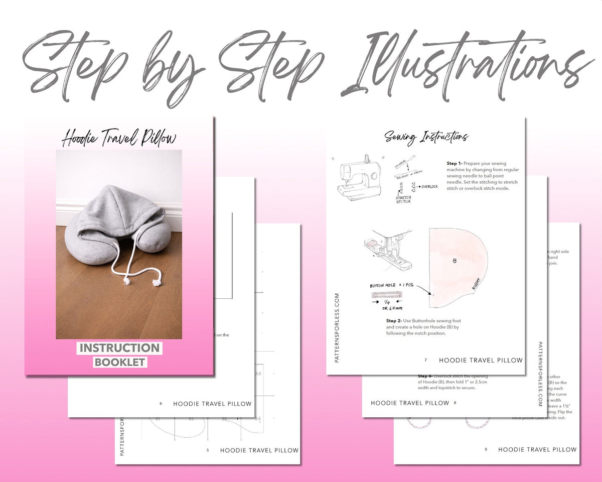 reversible travel pillow cotton fleece assembly diagram