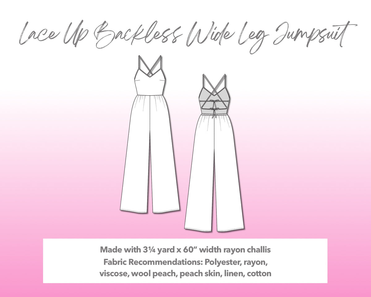 Backless Sewing Pattern Lace Up Backless Wide Leg Jumpsuit Sewing Pattern – Patterns For Less