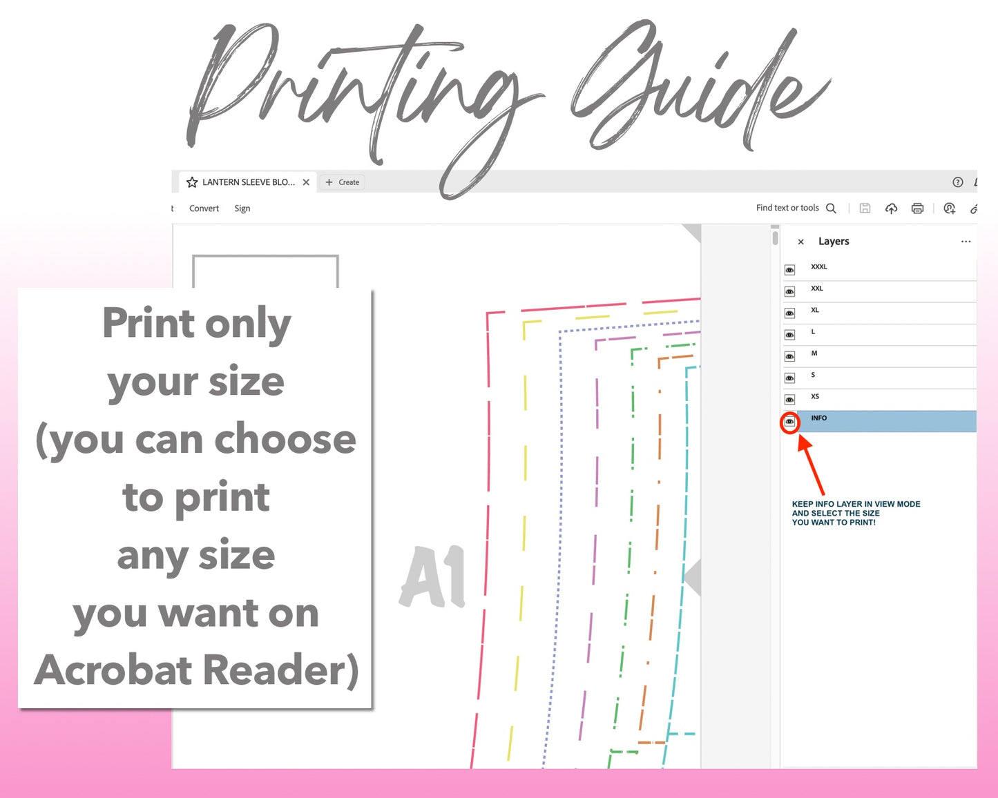 Lantern Sleeve Blouse sewing pattern printing guide.