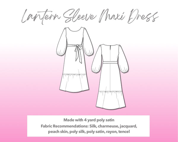 Floral Lantern Sleeve Maxi Dress With Belt