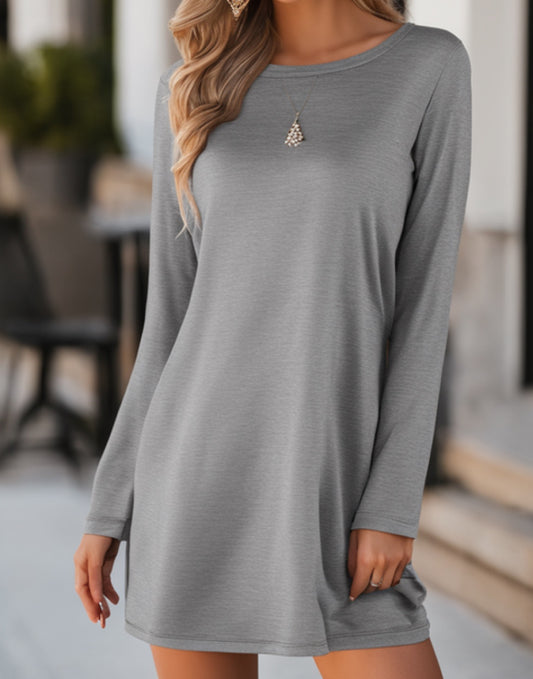 Front view of Long Sleeve T-Shirt Dress.