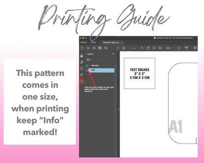 Makeup Bag sewing pattern printing guide.