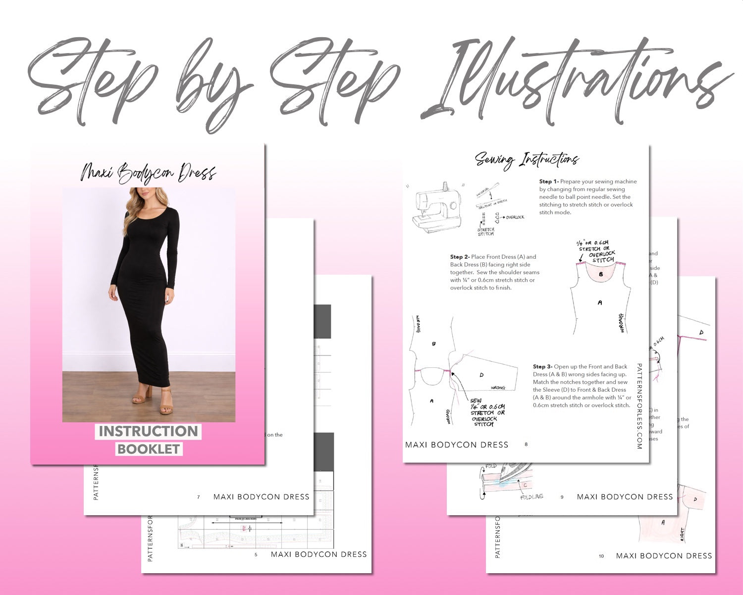 Maxi Bodycon Dress Sewing Pattern Patterns For Less Maxi Bodycon Dress Sewing Pattern Patterns For Less
