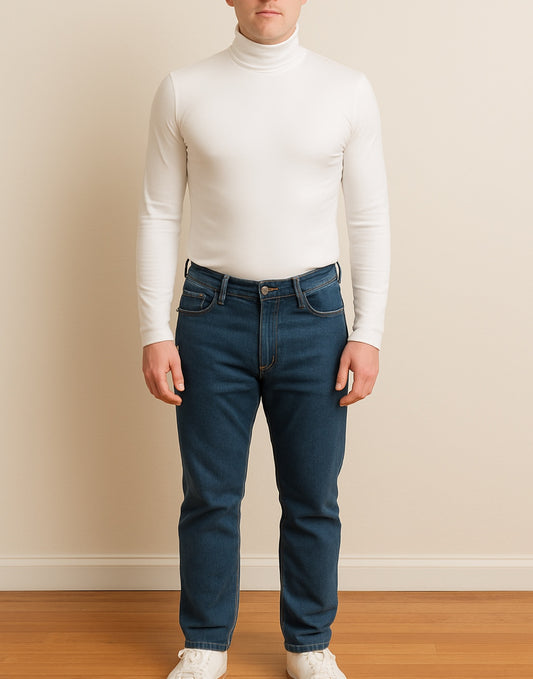 Front view of Mens Turtleneck Long Sleeve Top.