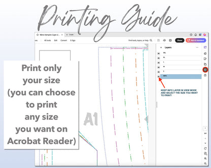Vampire Cape sewing pattern printing guide.