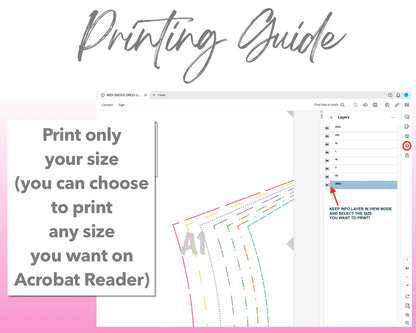Midi Smock Dress sewing pattern printing guide.