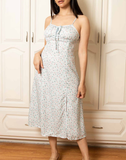 Milkmaid Midi Cami Dress pdf sewing pattern with easy instructions and step by step illustrations.