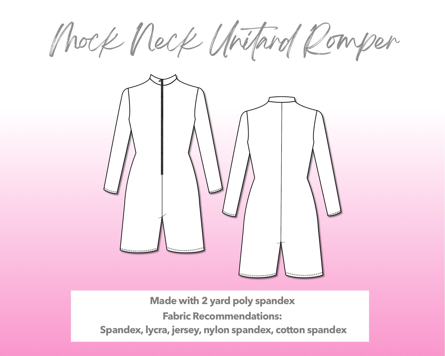 Mock Neck Long Sleeve Unitard Romper Sewing Pattern – Patterns For Less