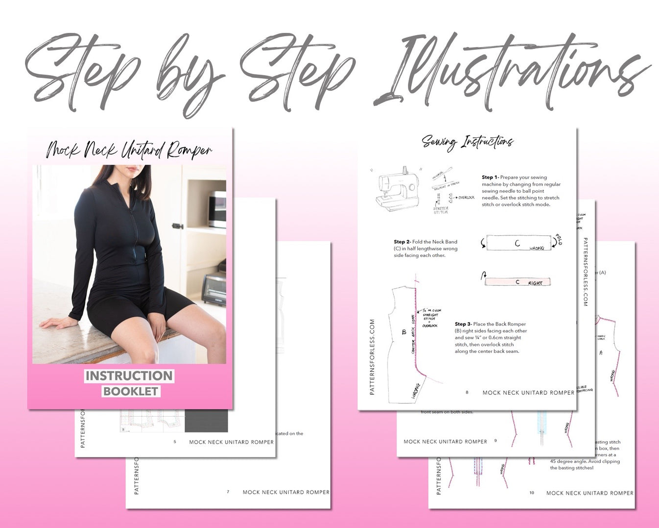 Mock Neck Long Sleeve Unitard Romper Sewing Pattern – Patterns For Less