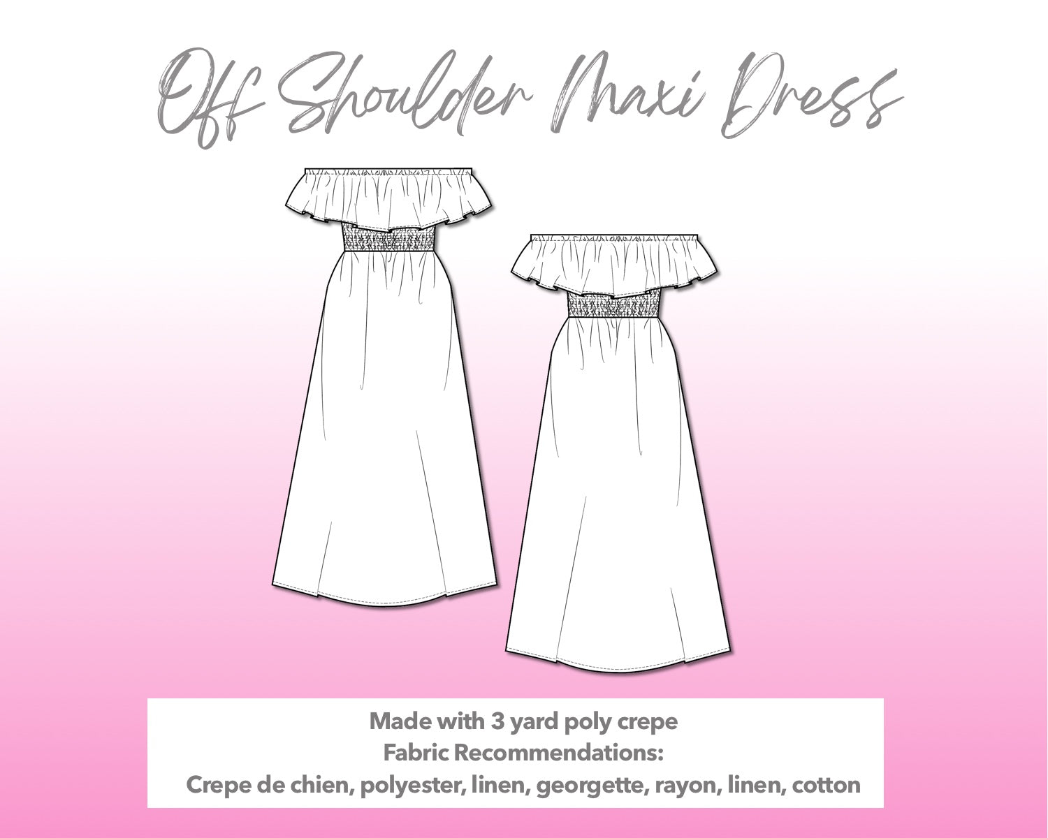 Off Set Sheathing Pattern Off Shoulder Maxi Dress Sewing Pattern – Patterns For Less